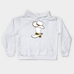 WHITE Cowboy Boot And Hat Kids Hoodie